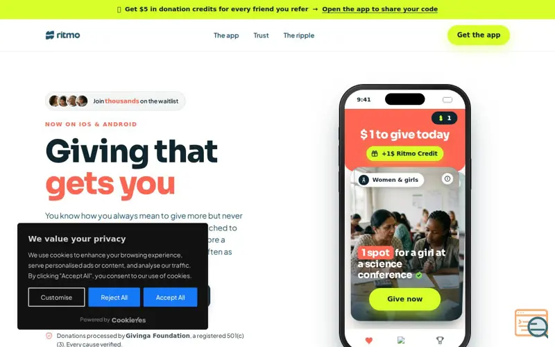 Screenshot of Ritmo — daily giving, one tap