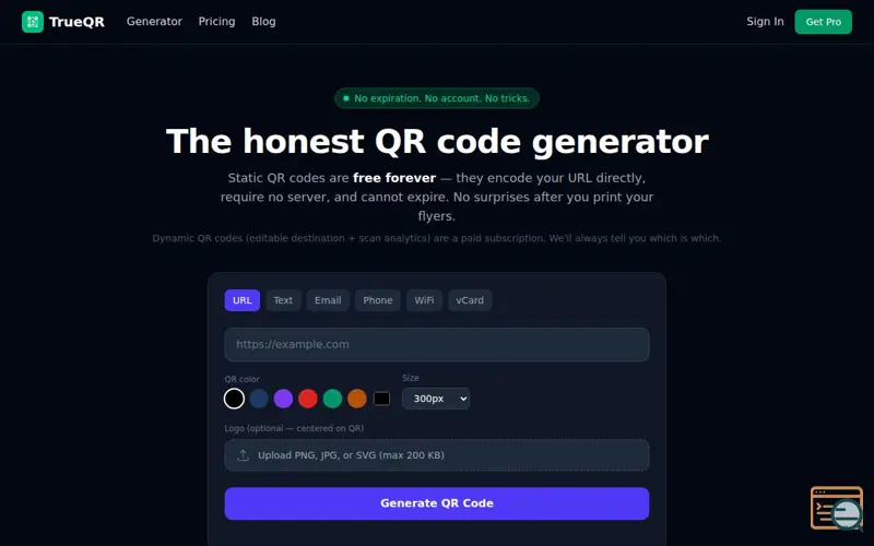 Screenshot of TrueQR