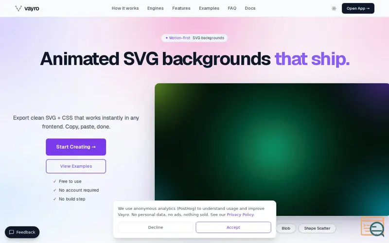 Screenshot of Vayro
