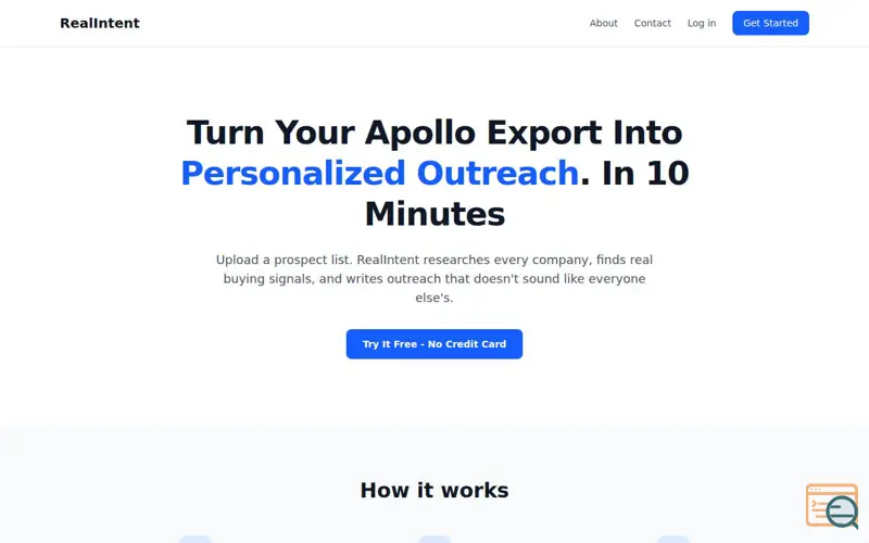 Screenshot of RealIntent