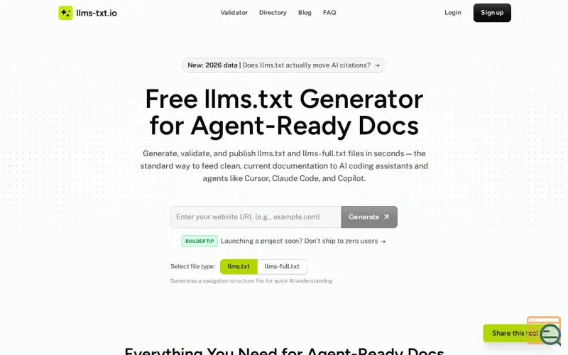 Screenshot of LLMs.txt Generator & Validator