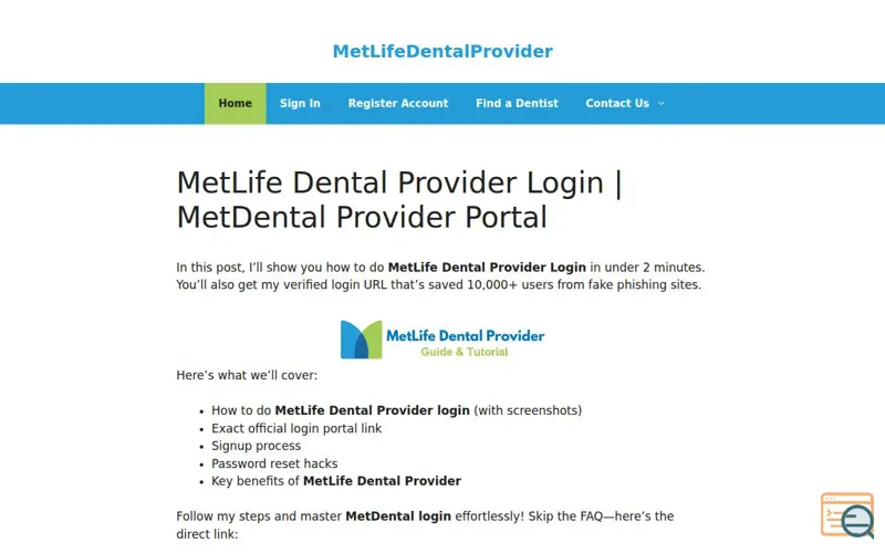 Screenshot of MetLifeDentalProvider, a launch using GeneratePress