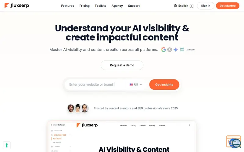 Screenshot of FluxSerp