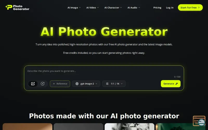 Screenshot of photogenerator