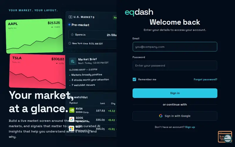 Screenshot of EQDash