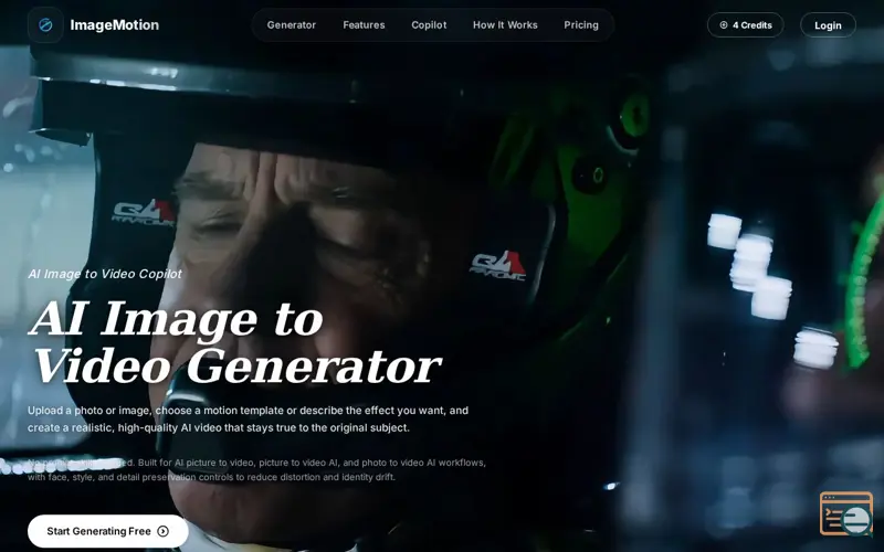 Screenshot of image motion ai