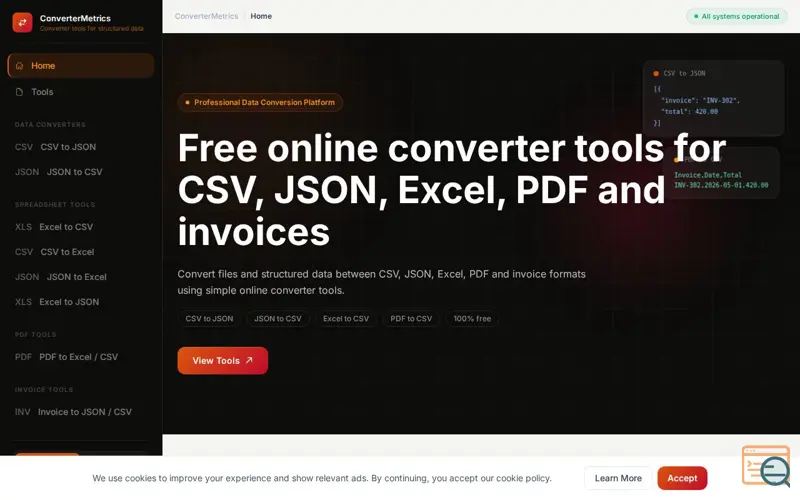 Screenshot of ConverterMetrics