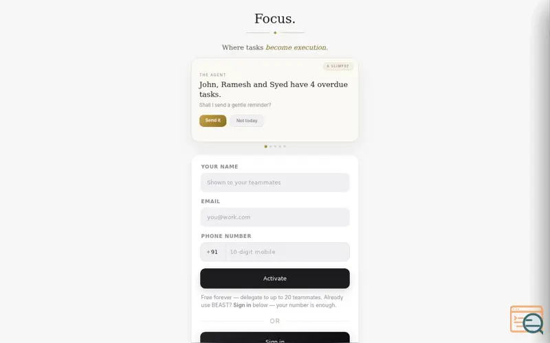 Screenshot of BEAST Focus