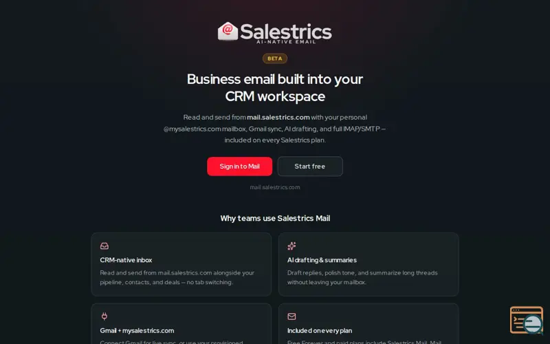 Screenshot of Salestrics AI-Native Email Beta