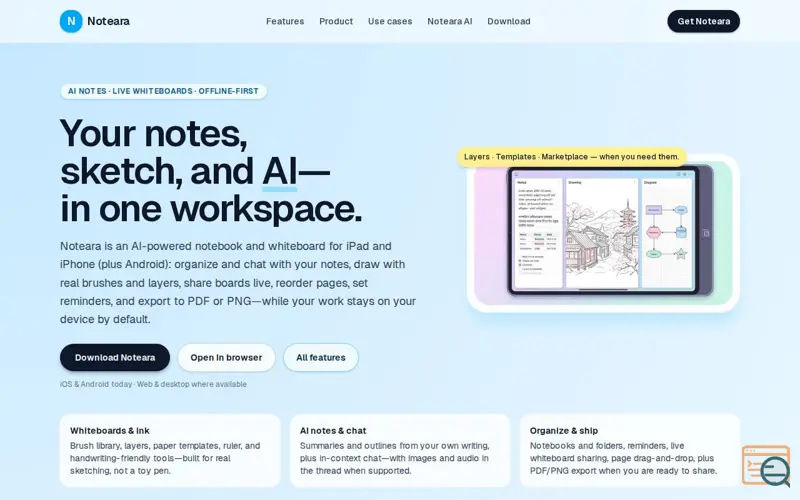Screenshot of Noteara