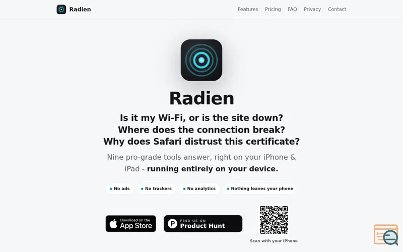 Screenshot of Radien: Network Toolbox