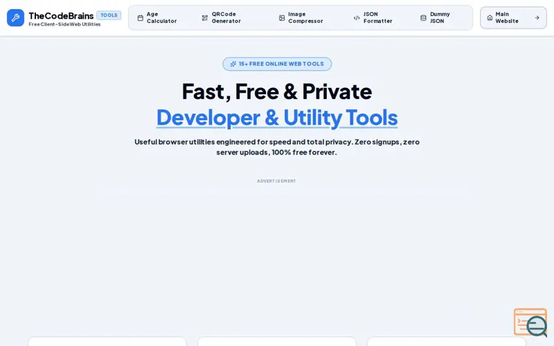 Screenshot of The Code Brains Tools Hub