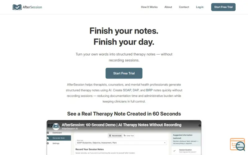 Screenshot of AfterSession