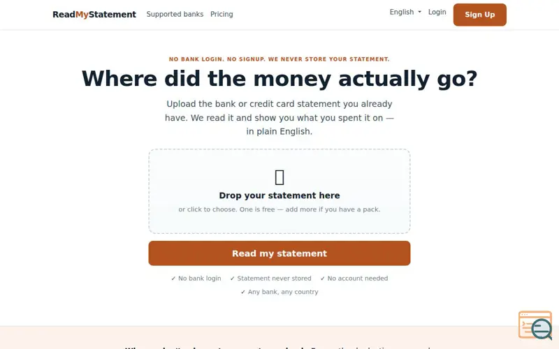 Screenshot of ReadMyStatement