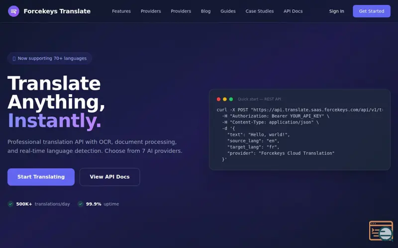 Screenshot of Translate Cloud API