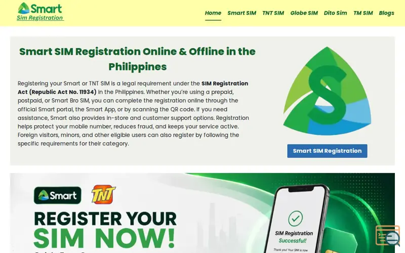 Screenshot of smartsimregistrationi.com