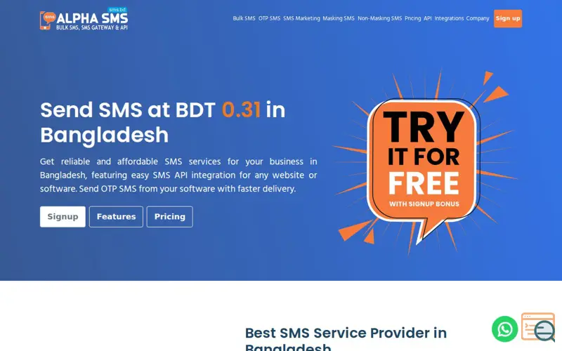Screenshot of Alpha SMS