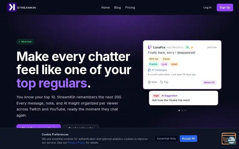 Screenshot of Streamkin