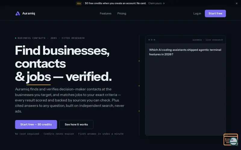 Screenshot of Auramiq