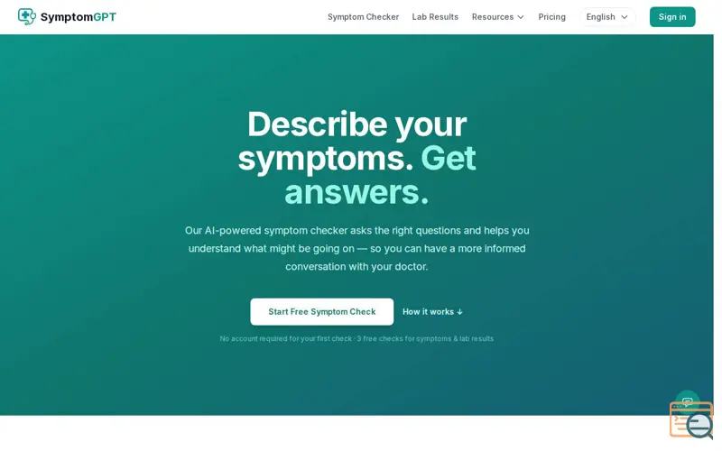 Screenshot of SymptomGPT