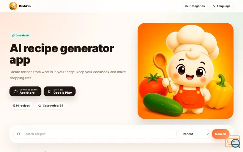 Screenshot of Dishkin AI