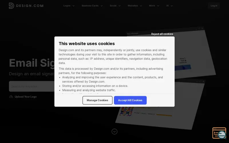Screenshot of Design.com Email Signatures