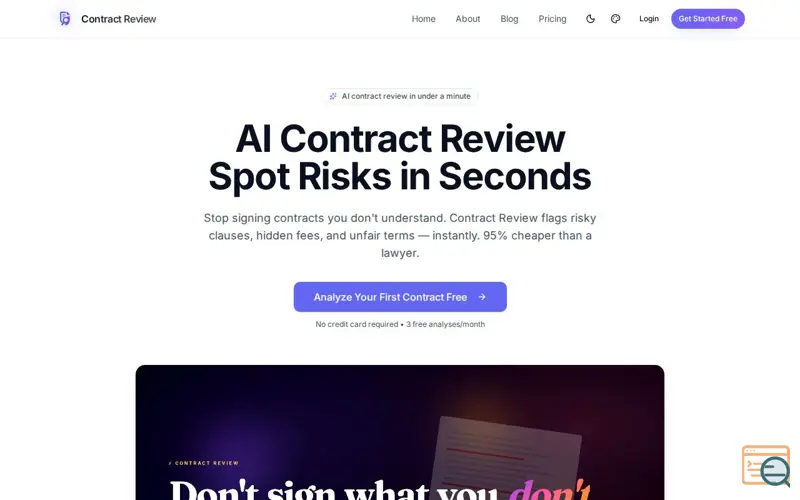 Screenshot of Contract Review
