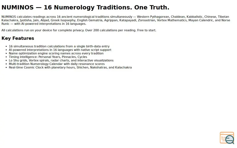 Screenshot of NUMINOS