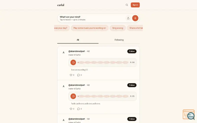Screenshot of Twitter for Voice Notes