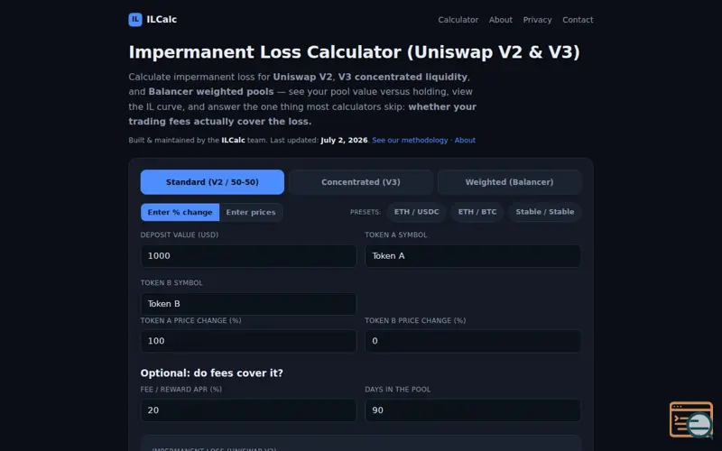 Screenshot of ILCalc