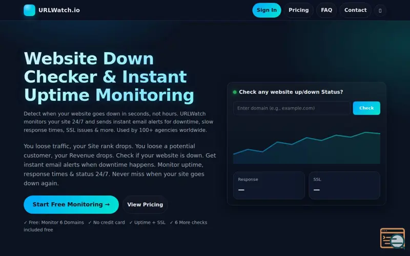 Screenshot of URLWatch.io Website Monitoring tool.