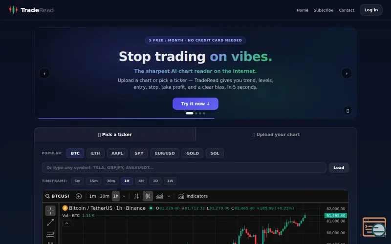 Screenshot of TradeRead