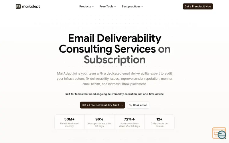 Screenshot of MailAdept by mailwarm