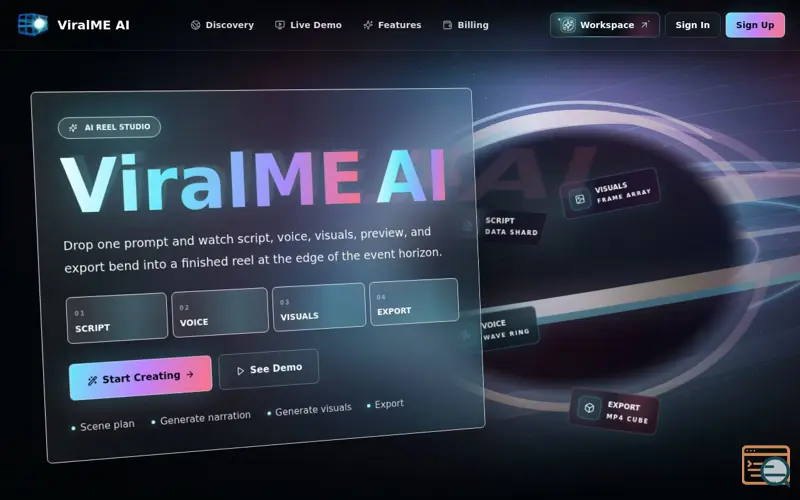 Screenshot of ViralME AI