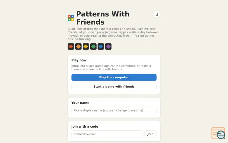Screenshot of Patterns with Friends