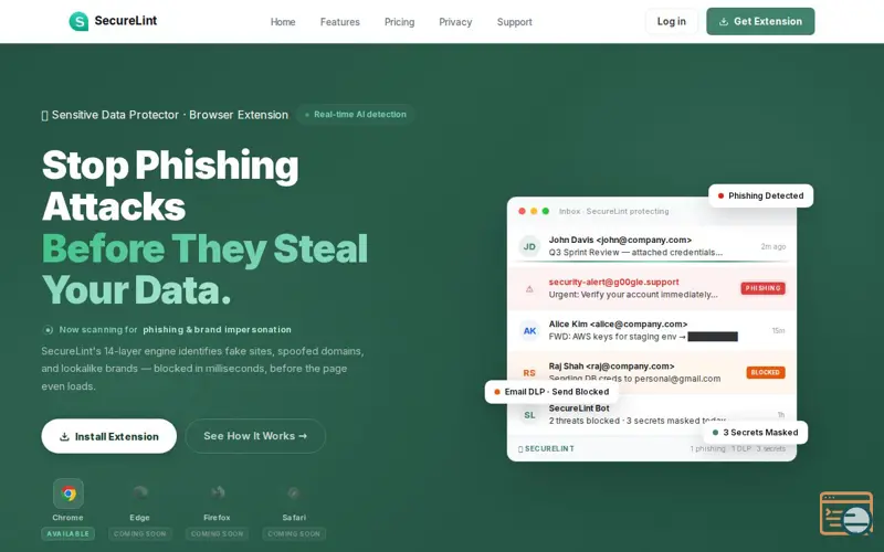 Screenshot of SecureLint Browser Security Extension