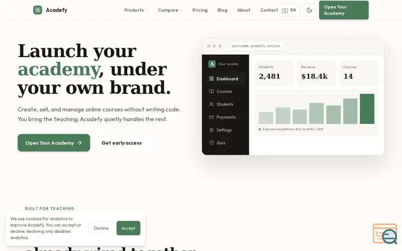 Screenshot of Acadefy - Launch Your Academy Under Your Own Brand