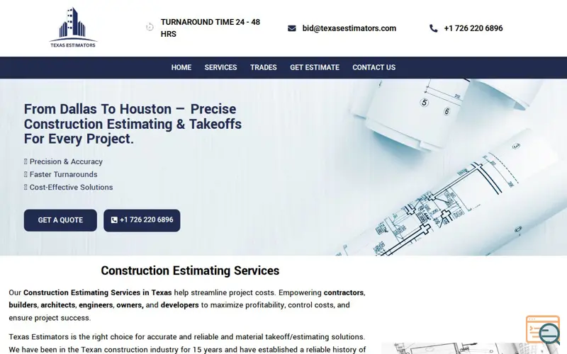 Screenshot of Texas Estimators