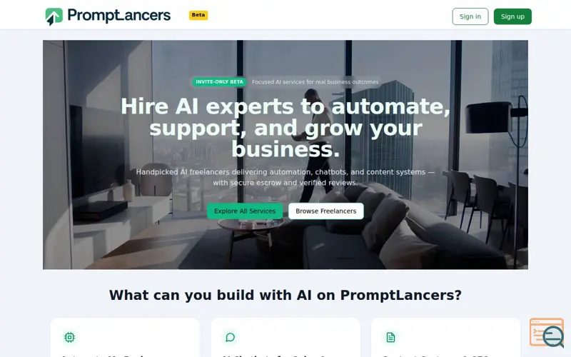 Screenshot of PromptLancers