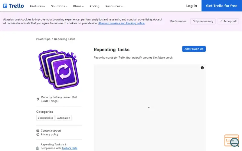 Screenshot of Repeating Tasks for Trello
