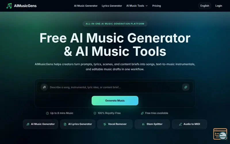 Screenshot of AIMusicGens