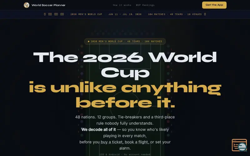 Screenshot of World Soccer Planner: World Cup 2026