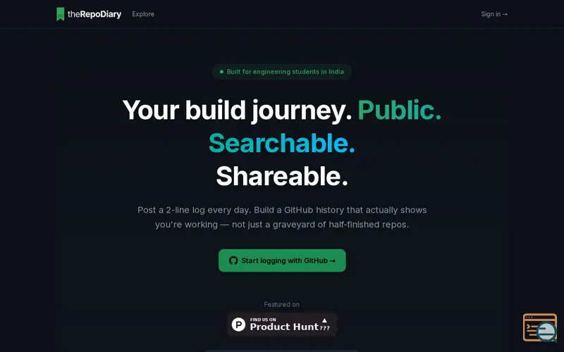 Screenshot of Repo Diary
