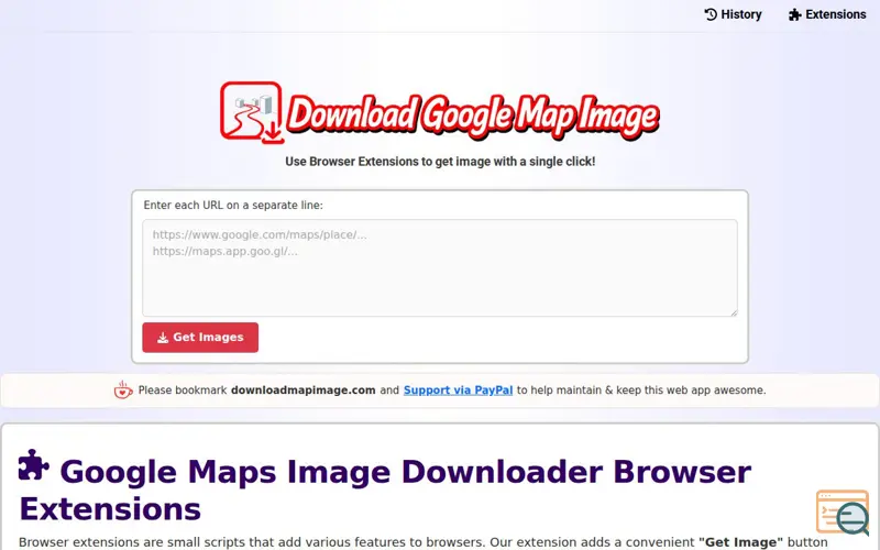 Screenshot of DownloadMapImage for Google Maps
