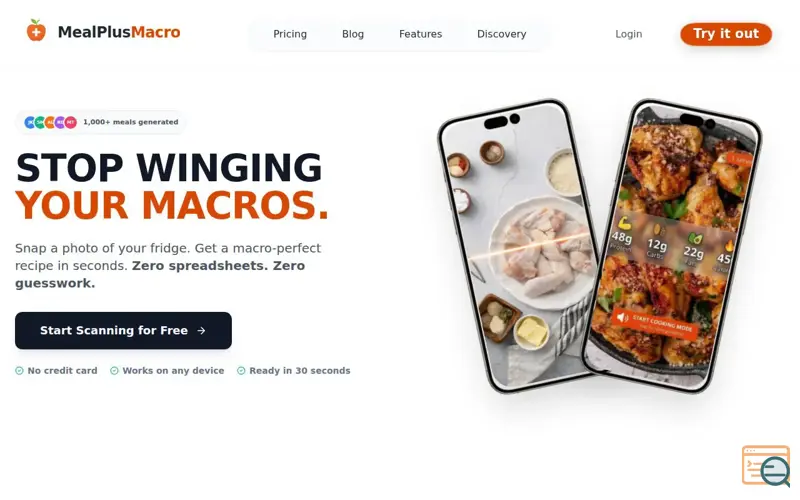 Screenshot of MealPlusMacro , a launch using Helio