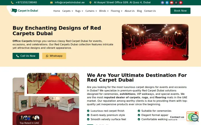Screenshot of Red Carpet Services in Dubai, a launch using Servers.ae