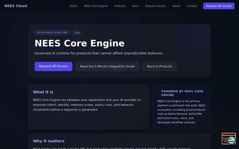 Screenshot of NEES Core Engine