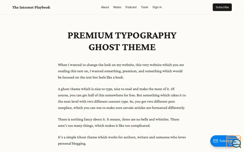 Screenshot of PREMIUM GHOST THEME -TYPOGRAPHY
