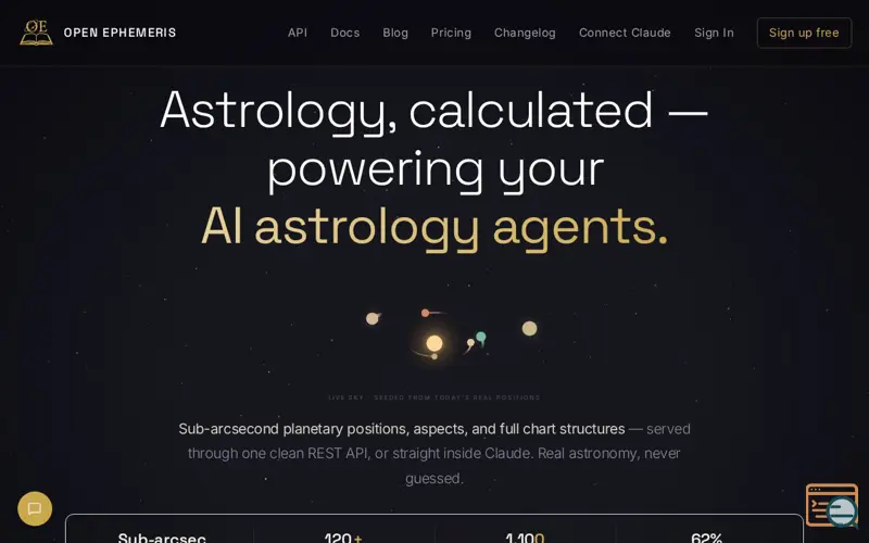 Screenshot of OpenEphemeris