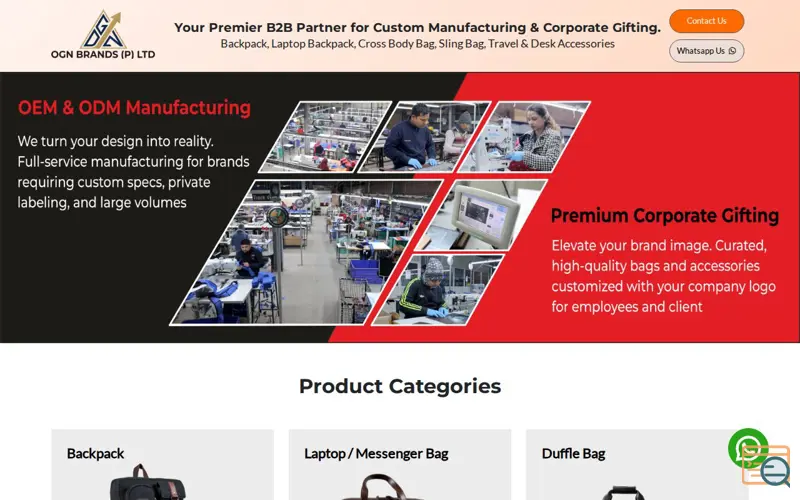 Screenshot of Bag Factory India